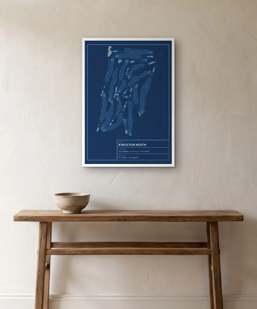 Kingston Heath in the Blueprint style, in a White frame